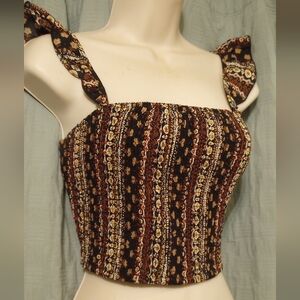 Flutter sleeve ruched summery crop top-L